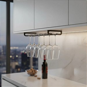Porta taças de teto para 6 taças - Preto