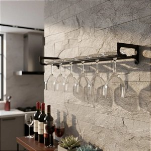 Porta taças de parede para 6 taças - preto