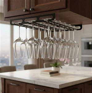 Porta taças de teto para 18 taças - preto