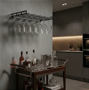 Porta taças de parede para 18 taças - preto