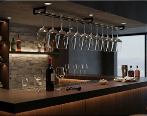 Porta taças de teto para 12 taças estendido - preto