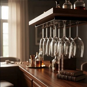 Porta taças de teto clássico para 12 taças - estendido - preto