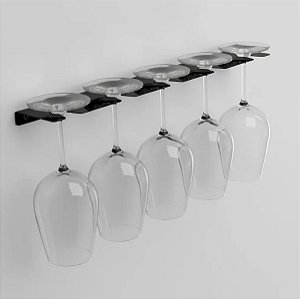 Porta taças de parede clássico para 6 taças - estendido - preto