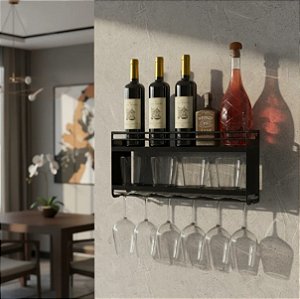 Mini adega de parede – barzinho - preto