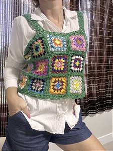 Cropped croche de square colorido