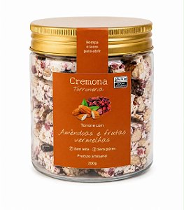 Pote 200g cubos de torrone de Amêndoas e Frutas Vermelhas