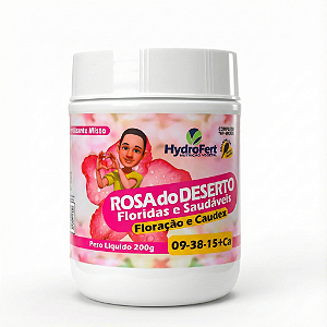 FERT. ROSA DO DESERTO FLORIDAS E SAUDAVEIS FLORAÇÃO E CAUDEX LEUDO JUNIOR 09-38-15 +CALCIO POTE 200G