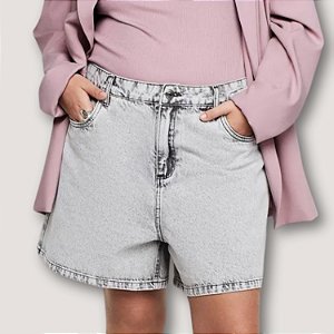 SHORT DZARM JEANS BRUTO BASIC CINZA FEMININO