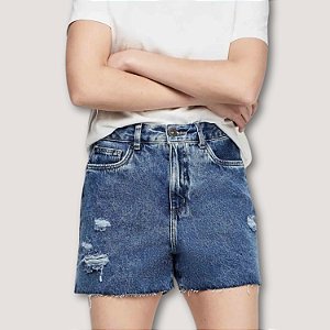 SHORT DZARM JEANS MEDIO BRUTO BASIC FEMININO