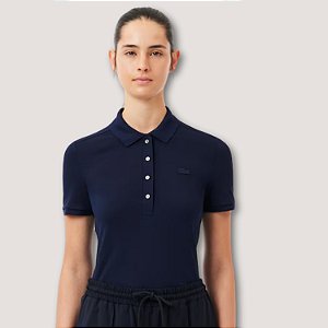 POLO LACOSTE MC T-SHIRT PIQUE AZUL ALGODÃO  FEMININO