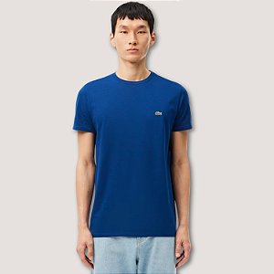 CAMISETA LACOSTE MC COMFORT ALGODÃO AZUL MASCULINA