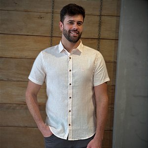 CAMISA ACOSTAMENTO MC SLIM LINHO ROSA MASCULINO
