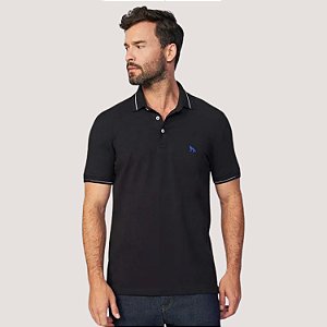 POLO ACOSTAMENTO MC SLIM ALGODÃO PRETO  MASCULINO