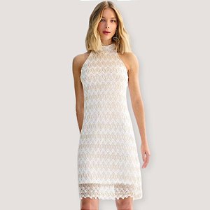 VESTIDO LEZ A LEZ REGATA RENDA OFF WHITE CURTO FEMININO  44117-P