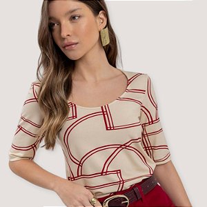 BLUSA LEZ A LEZ MC MISTO ESTAMPADA FEMININA 46257-P