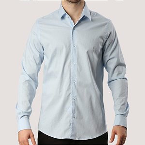CAMISA DESERT ML SLIM ALGODÃO E ELASTA AZUL CLARO MASCULINO
