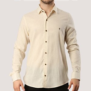 CAMISA DESERT MANGA LONGA BEGE COMFORT LINHO MASCULINO