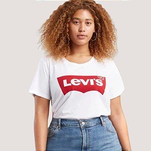 BLUSA LEVIS MANGA CURTA T-SHIRT DE ALGODÃO BRANCO FEMININA