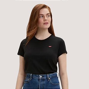 BLUSA LEVIS MANGA CURTA T-SHIRT ALGODÃO PRETO FEMININA