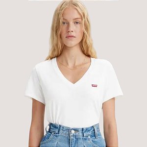 BLUSA LEVIS MANGA CURTA T-SHIRT ALGODÃO BRANCO FEMININA