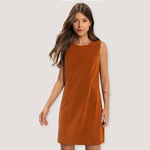 VESTIDO LEZ A LEZ REGATA CARAMELO DE VISCOSE CURTO FEMININO