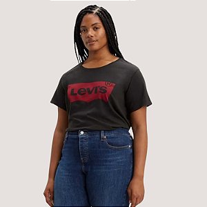 BLUSA LEVIS MANGA CURTA PRETA T-SHIRT ALGODÃO  FEMININA