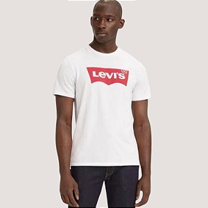 CAMISETA LEVIS MANGA CURTA BRANCA SLIM COM LOGO MASCULINA