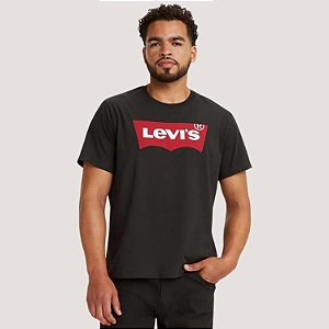 CAMISETA LEVIS MANGA CURTA PRETO SLIM COM LOGO MASCULINA