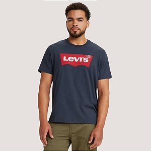 CAMISETA LEVIS MANGA CURTA AZUL MARINHO SLIM COM LOGO MASCULINA