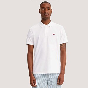 POLO LEVIS MANGA CURTA BRANCO SLIM PIQUET LISA  MASCULINO