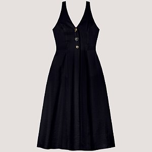 VESTIDO LEZ A LEZ REGATA MISTO LONGO PRETO FEMININO