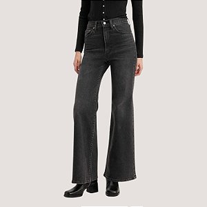 CALÇA LEVIS RIBCAGE JEANS ELASTANO PRETO FEMININA