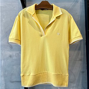 POLO COLCCI MC  SLIM PIQUET AMARELO CLARO FEMININA