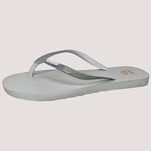 CHINELO COLCCI DEDO ACQUA BRANCO COM GLITTER FEMININO