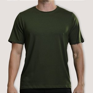 CAMISETA DESERT MC COMFORT ALGODÃO PIMA VERDE MUSGO MASCULINA