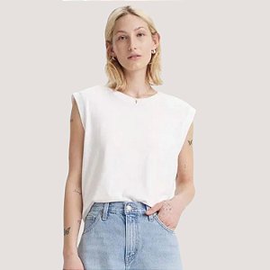 BLUSA LEVIS REGATA ALGODÃO BRANCO FEMININA
