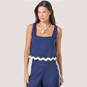 BLUSA SLY REGATA VISCOLINHO AZUL MARINHO FEMININA