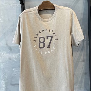 CAMISETA AEROPOSTALE MC COMFORT ALGODÃO AREIA MASCULINA
