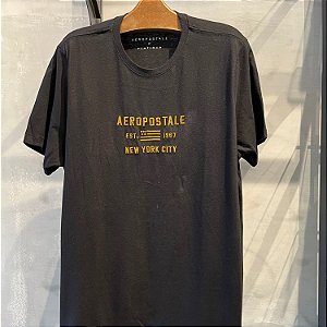 CAMISETA AEROPOSTALE MC COMFORT ALGODÃO PRETO MASCULINA