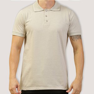 POLO DESERT MC COMFORT PIQUET ALGODAO BEGE MASCULINO