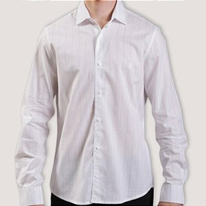 CAMISA DESERT ML SLIM ALGODÃO LISTRADO OFF WHITE