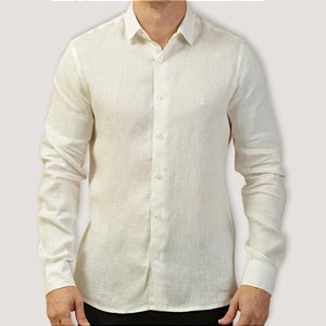 CAMISA DESERT ML SLIM LINHO OFF WHITE MASCULINA