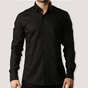 CAMISA DESERT ML SLIM ALGODÃO COM ELASTA PRETO MASCULINO