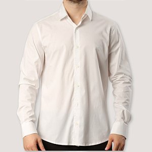 CAMISA DESERT ML SLIM ALGODÃO ELASTANO BRANCO MASCULINO