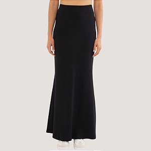 SAIA LONGA COLCCI CANELADA  PRETA FEMININA