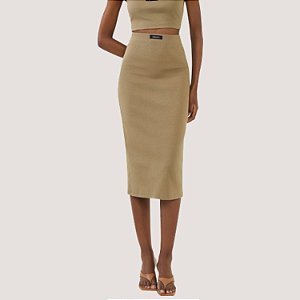 SAIA COLCCI MIDI CANELADA BEGE FEMININA