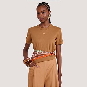 BLUSA COLCCI MC T-SHIRT MARROM FEMININA