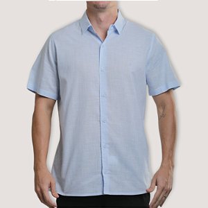 CAMISA DESERT MC SLIM LINHO AZUL CLARO MASCULINO