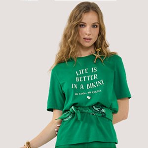 BLUSA COLCCI MC T-SHIRT ALGODÃO VERDE FEMININA
