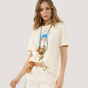 BLUSA COLCCI MC T-SHIRT ESTAMPADA OFF WHITE FEMININA